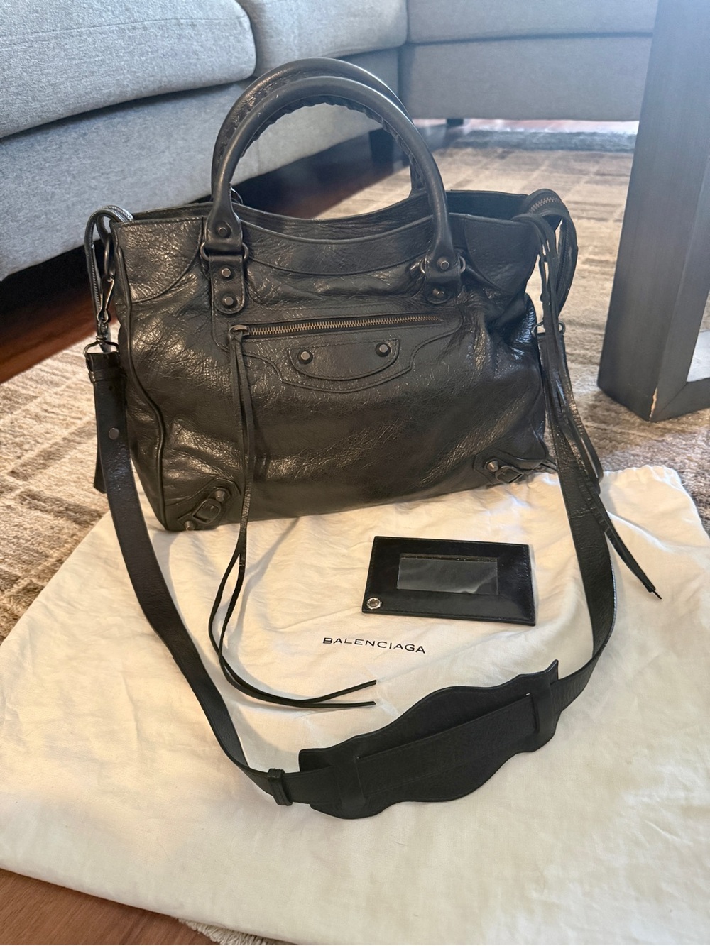 Balenciaga Black Leather Velo Bag with Regular Brass Hardware EUC